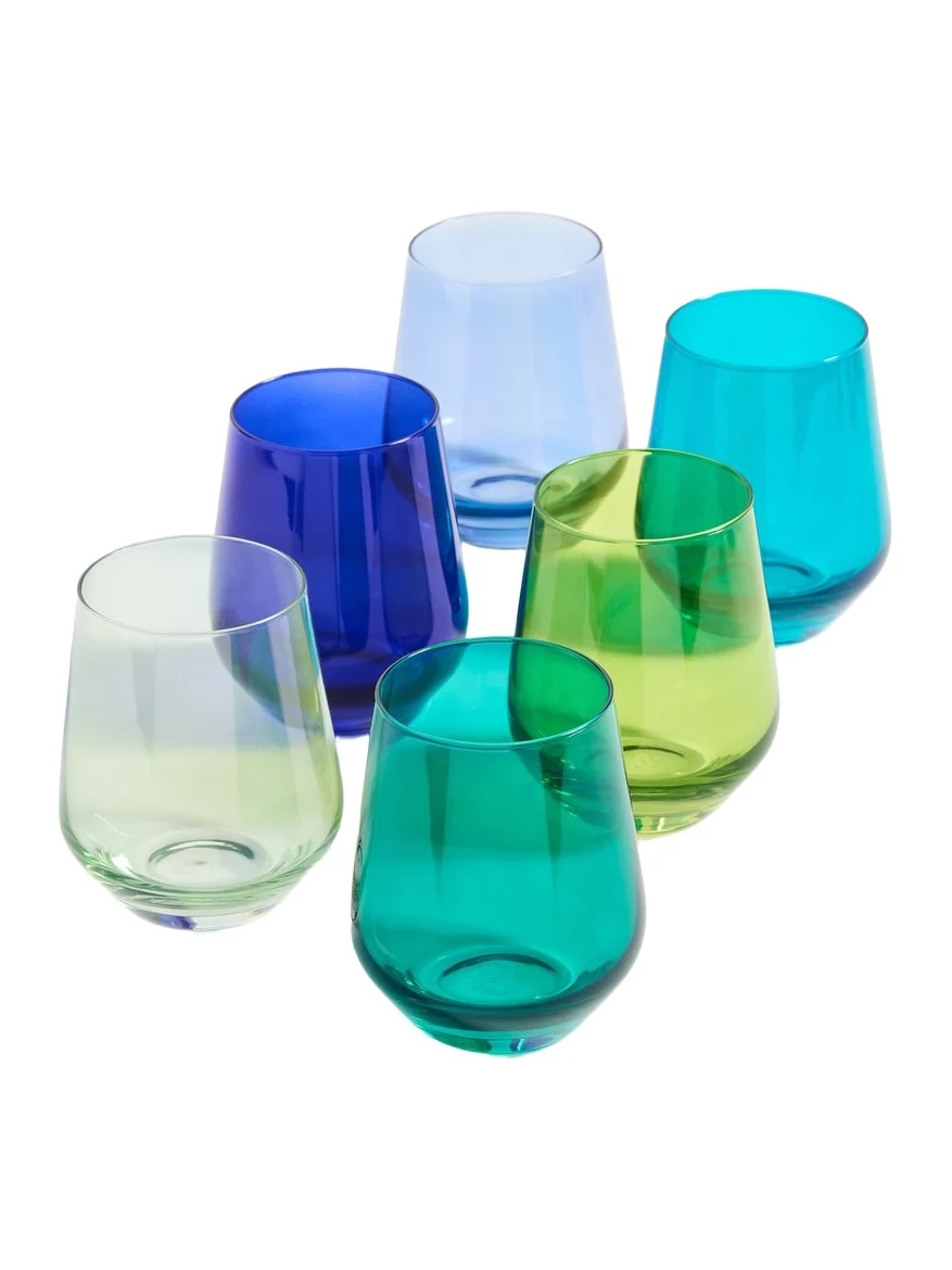 Estelle Colored Glass Stemless Set of 6