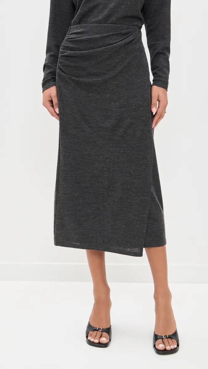 Vince Waist Draped Midi Skirt Dk H Grey | Thumbnail 2