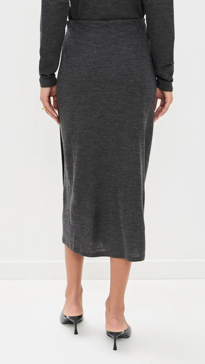 Vince Waist Draped Midi Skirt Dk H Grey | Thumbnail 3