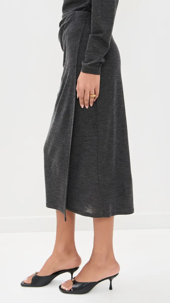 Vince Waist Draped Midi Skirt Dk H Grey | Thumbnail 4