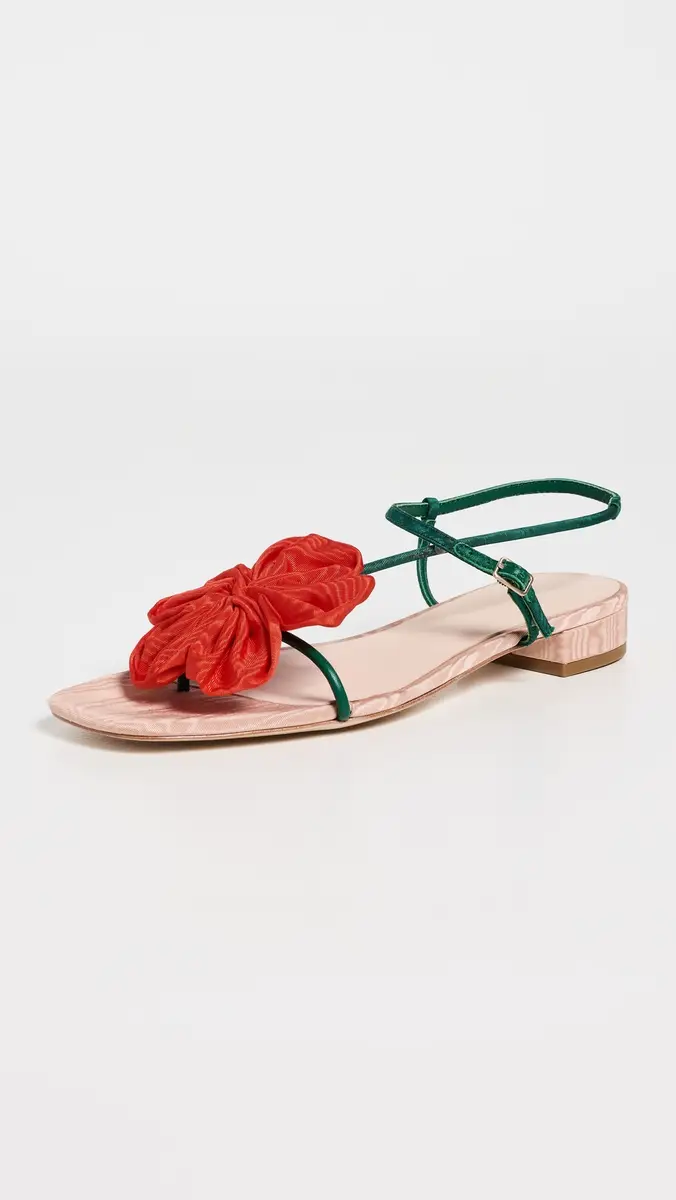 Loeffler Randall Genevieve Flower Applique Flat Sandals Nude/Green/Red | Thumbnail 2 Loeffler Randall Genevieve Flower Applique Flat Sandals Nude/Green/Red | Thumbnail 2