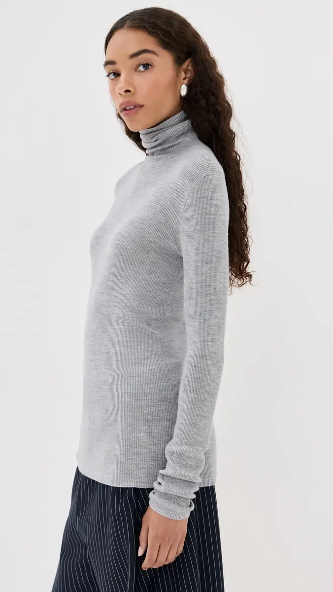 Tibi Feather Weight Ribbed Sweater Turtle Neck Pullover | Thumbnail 4 Tibi Feather Weight Ribbed Sweater Turtle Neck Pullover | Thumbnail 4