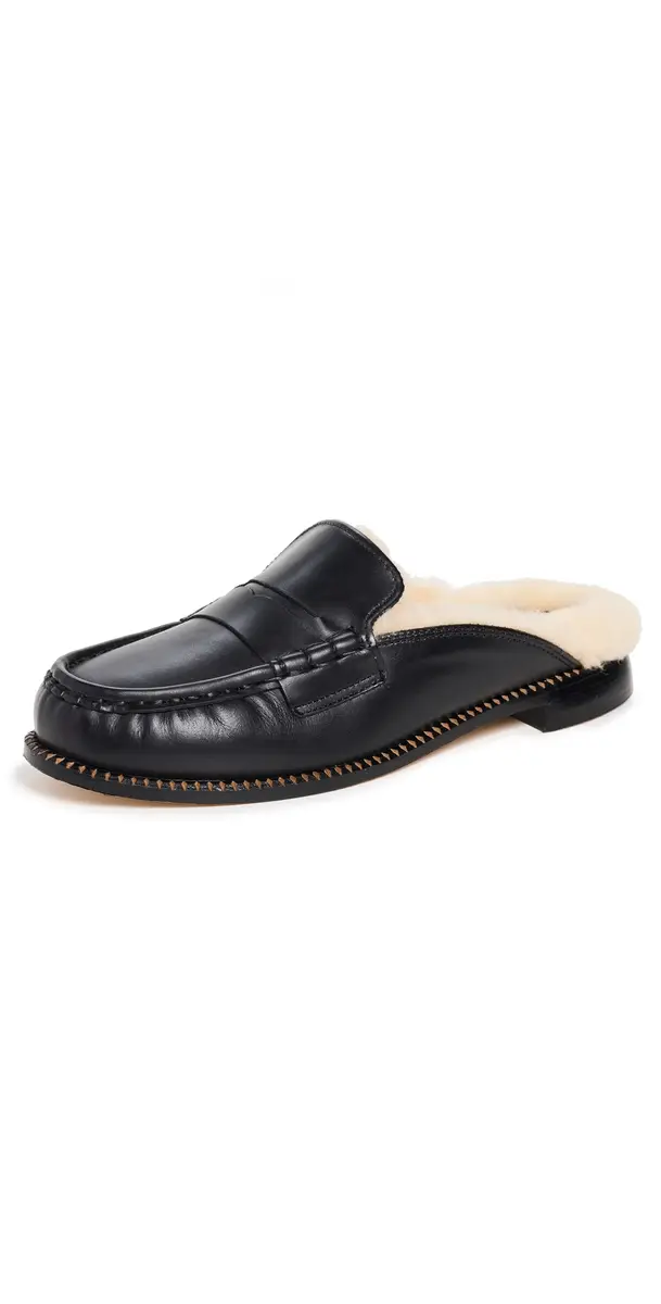 FRĒDA SALVADOR Temi Flats Black Calf w/ Shearling | Image 1 FRĒDA SALVADOR Temi Flats Black Calf w/ Shearling | Image 1