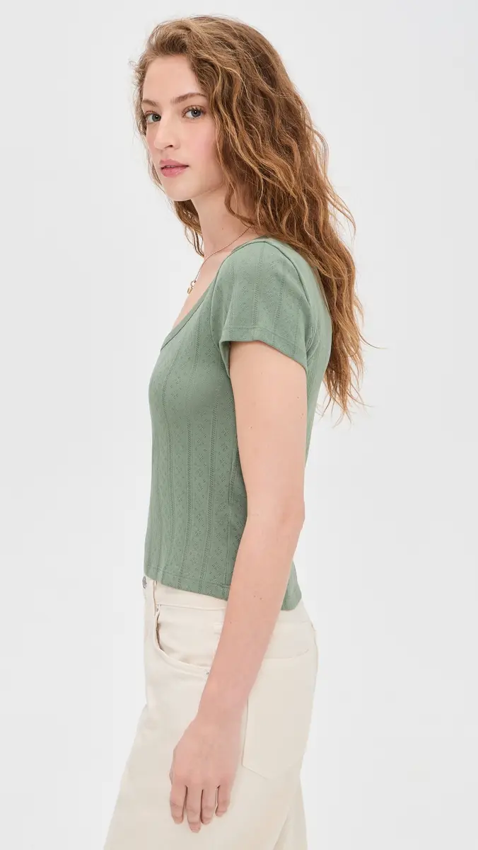 Marine Layer Lexi Pointelle Scoop Tee | Thumbnail 4 Marine Layer Lexi Pointelle Scoop Tee | Thumbnail 4