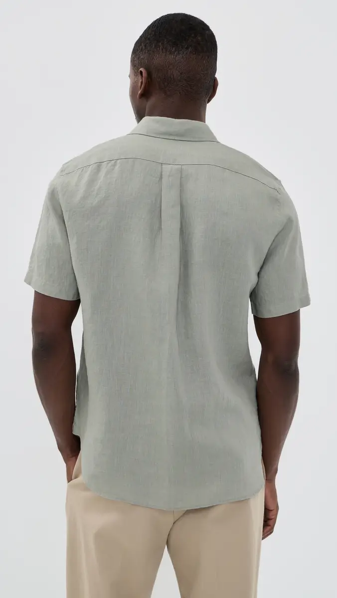 Vince Short Sleeve Linen Shirt Matcha | Thumbnail 3