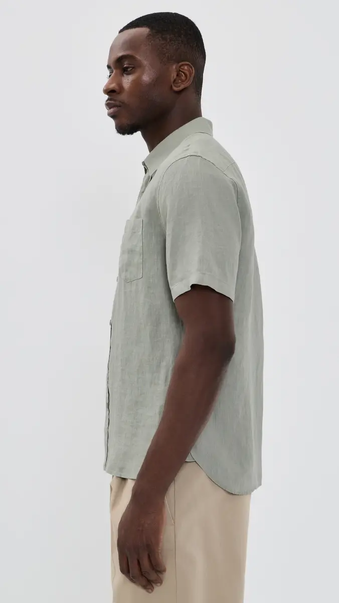 Vince Short Sleeve Linen Shirt Matcha | Thumbnail 4