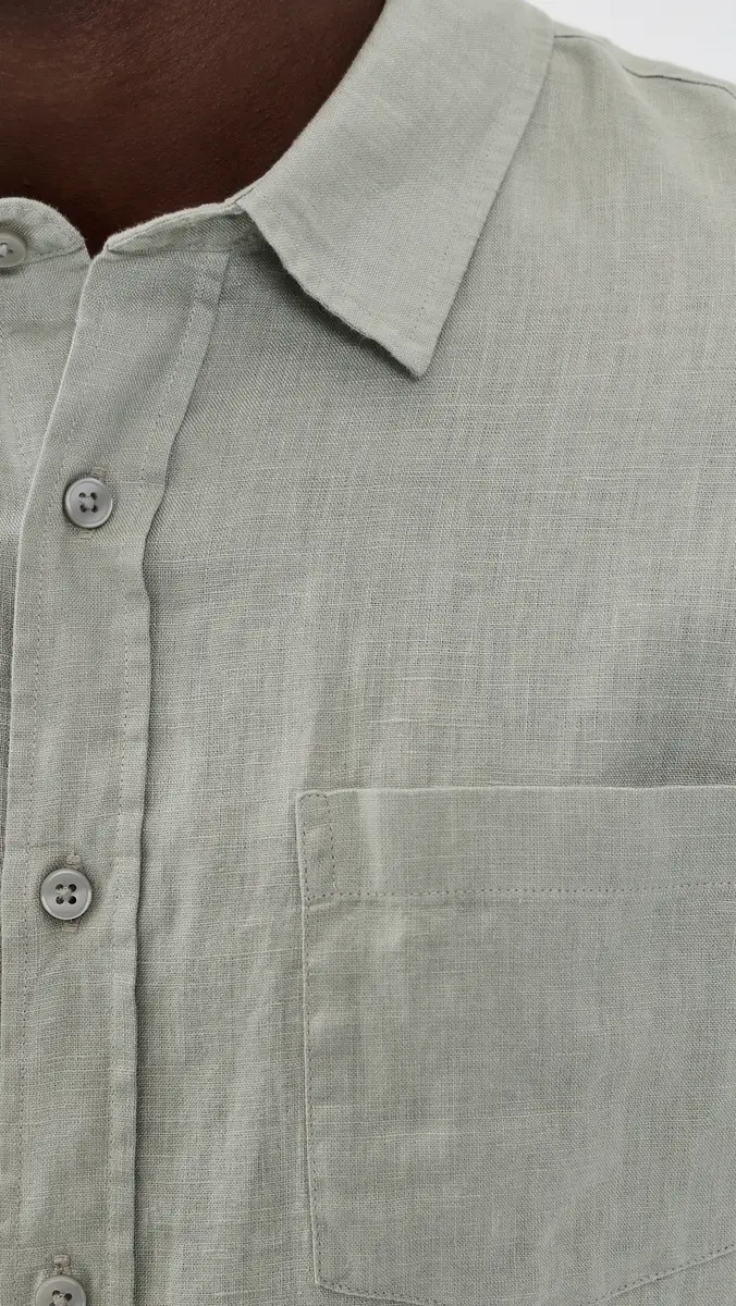 Vince Short Sleeve Linen Shirt Matcha | Thumbnail 6