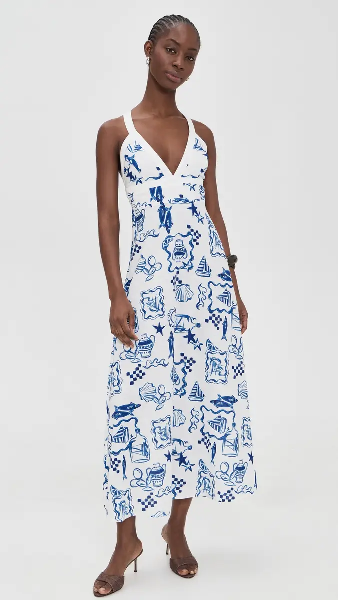 MINKPINK Baci Cross Back Dress Nautical Stamps | Thumbnail 2