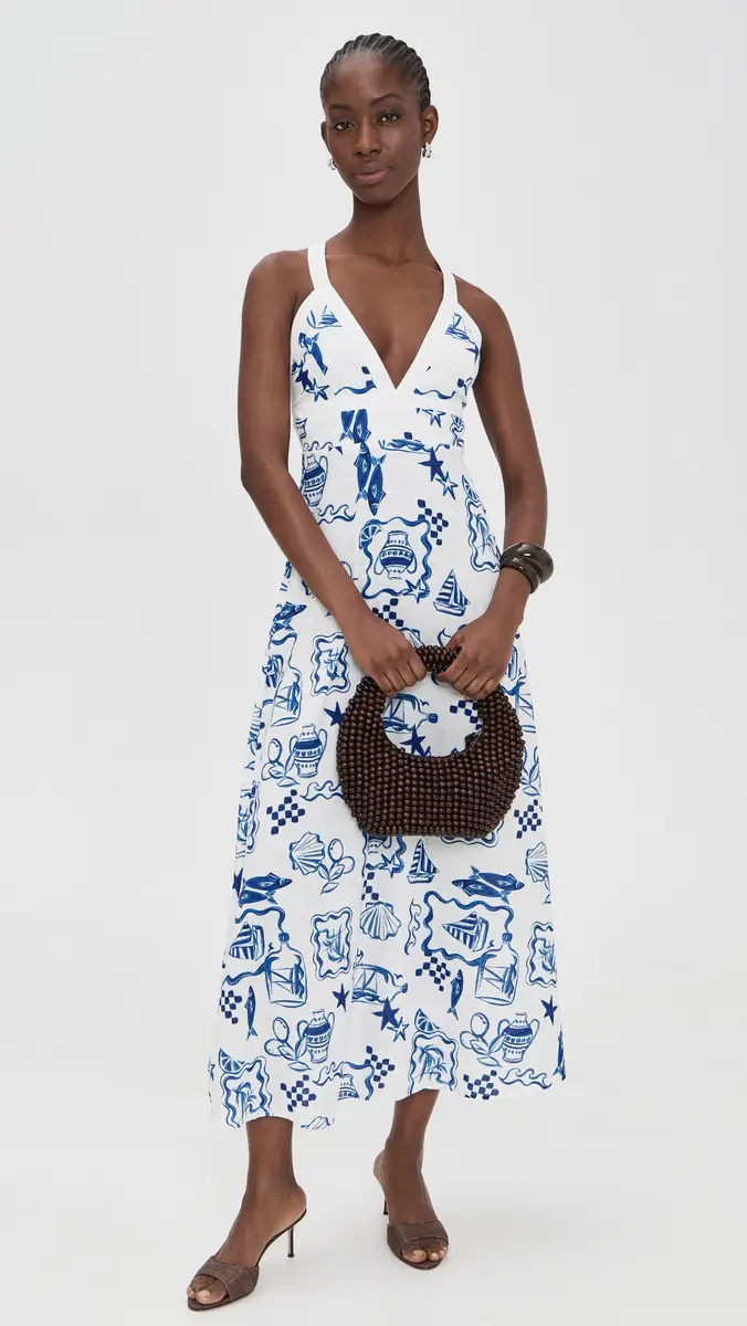 MINKPINK Baci Cross Back Dress Nautical Stamps | Thumbnail 5