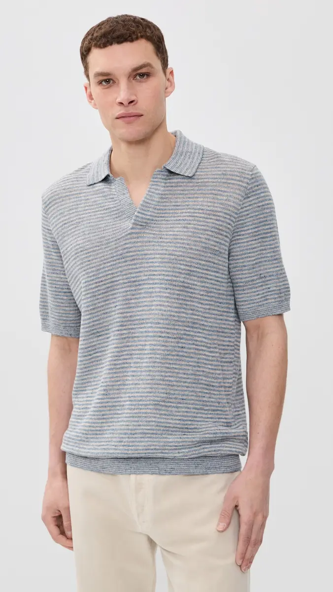 Faherty Short Sleeve Linen Sweater Polo | Thumbnail 2 Faherty Short Sleeve Linen Sweater Polo | Thumbnail 2