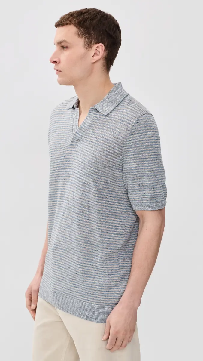 Faherty Short Sleeve Linen Sweater Polo | Thumbnail 4 Faherty Short Sleeve Linen Sweater Polo | Thumbnail 4