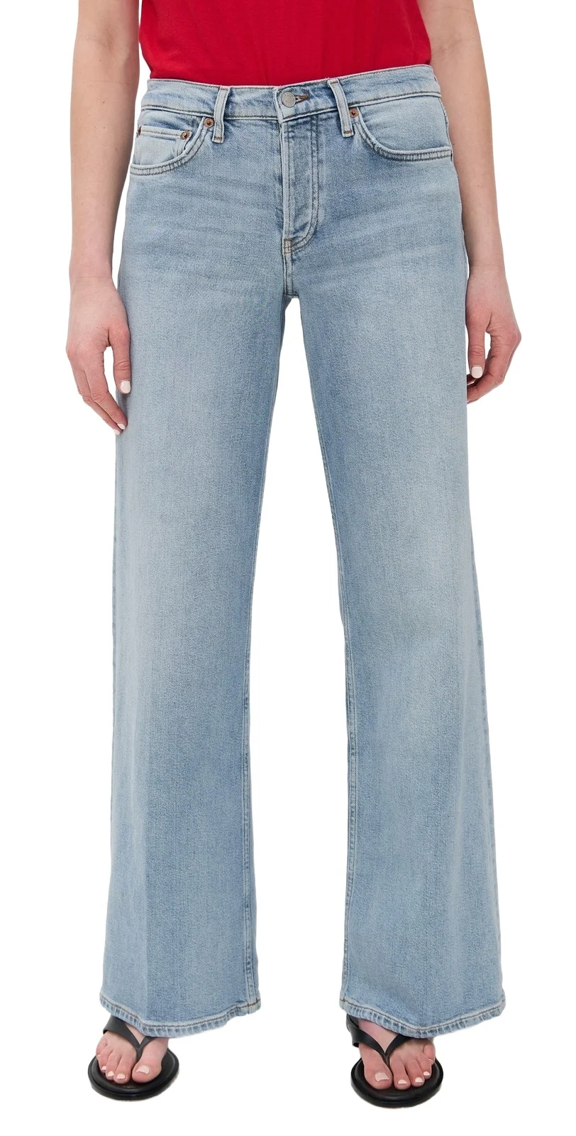 Mid Rise Wide Leg Jeans