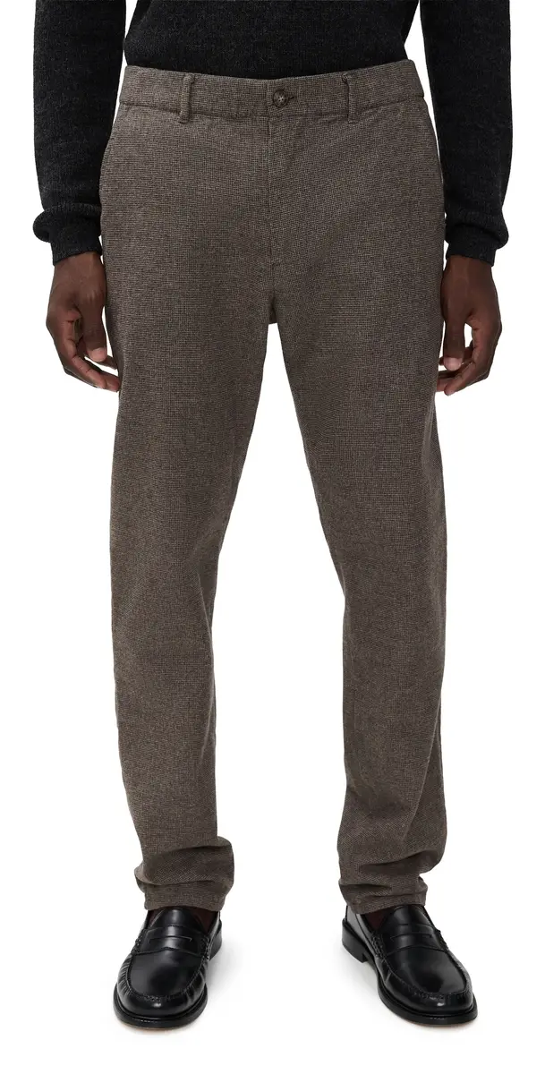 Marine Layer Saturday Houndstooth Slim Straight Chinos dark taupe | Image 1 Marine Layer Saturday Houndstooth Slim Straight Chinos dark taupe | Image 1