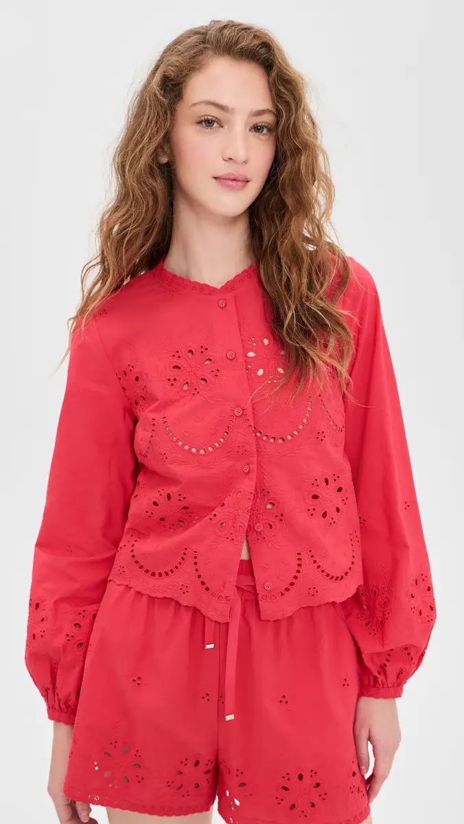CAMI NYC Kalena Cotton Blouse Candy Apple | Thumbnail 2