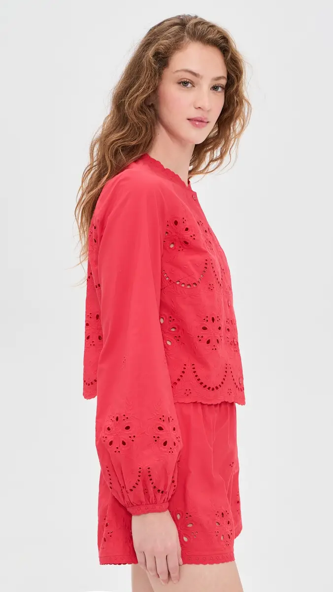 CAMI NYC Kalena Cotton Blouse Candy Apple | Thumbnail 4