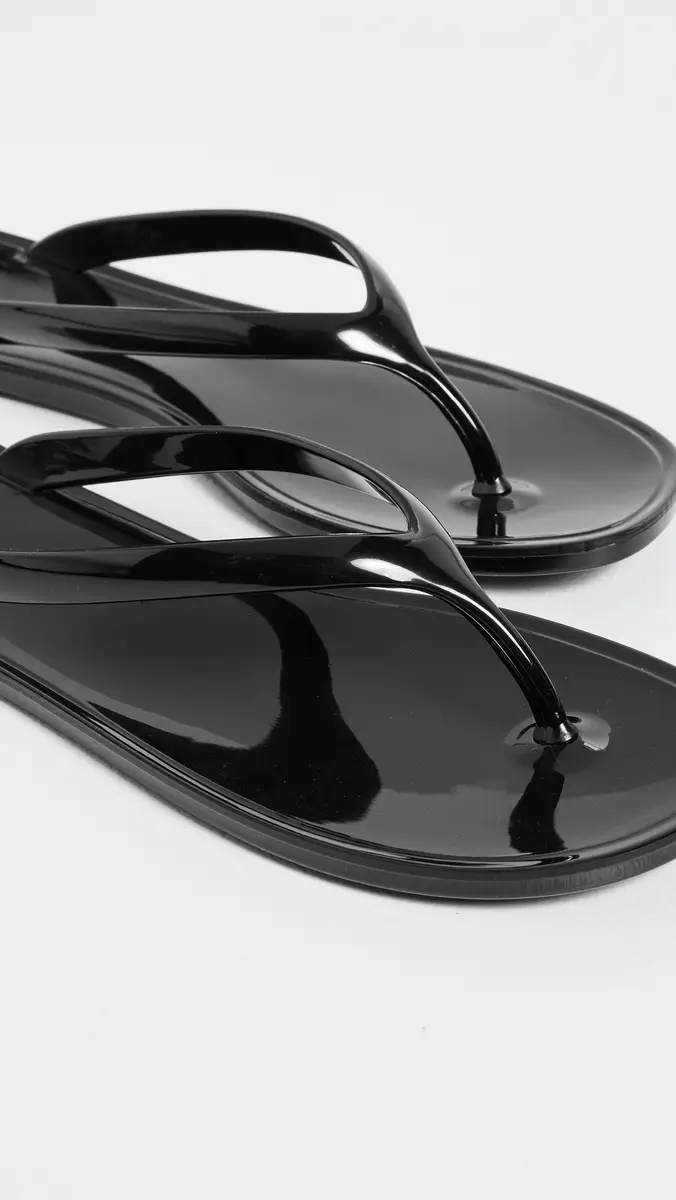 Jeffrey Campbell Beach-Day Jelly Flip Flops Black Shiny | Thumbnail 6