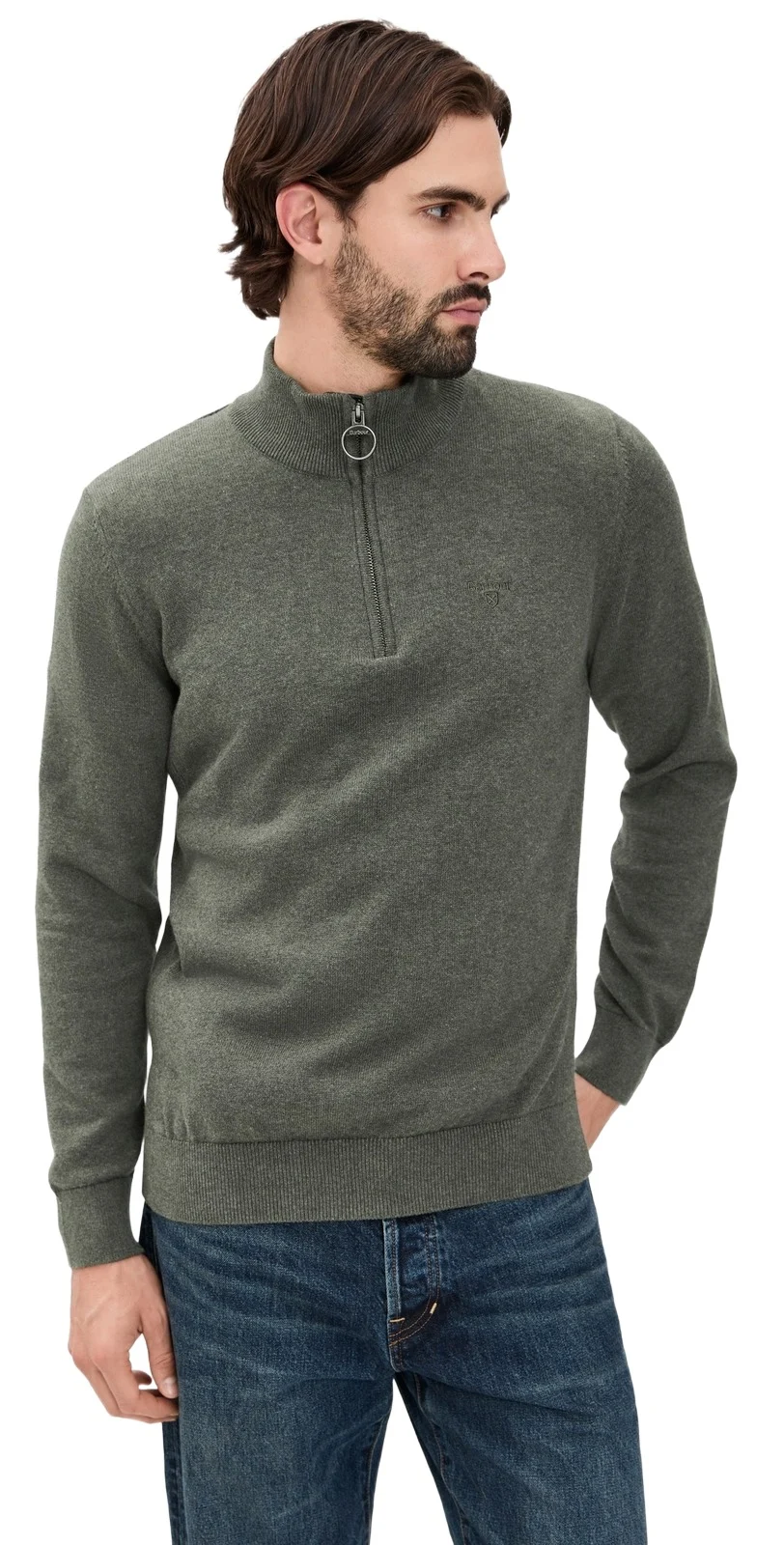 Cotton Half Zip Knitted Sweater