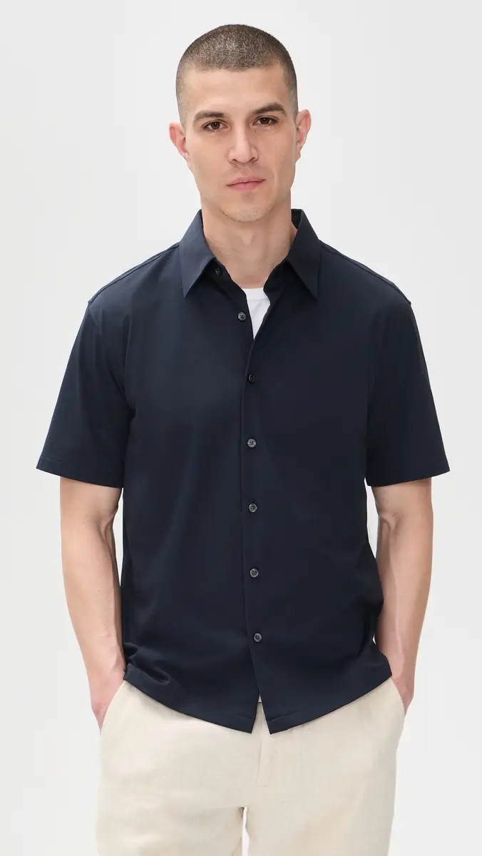 Theory Structure Knit Irving Short Sleeve Shirt | Thumbnail 2