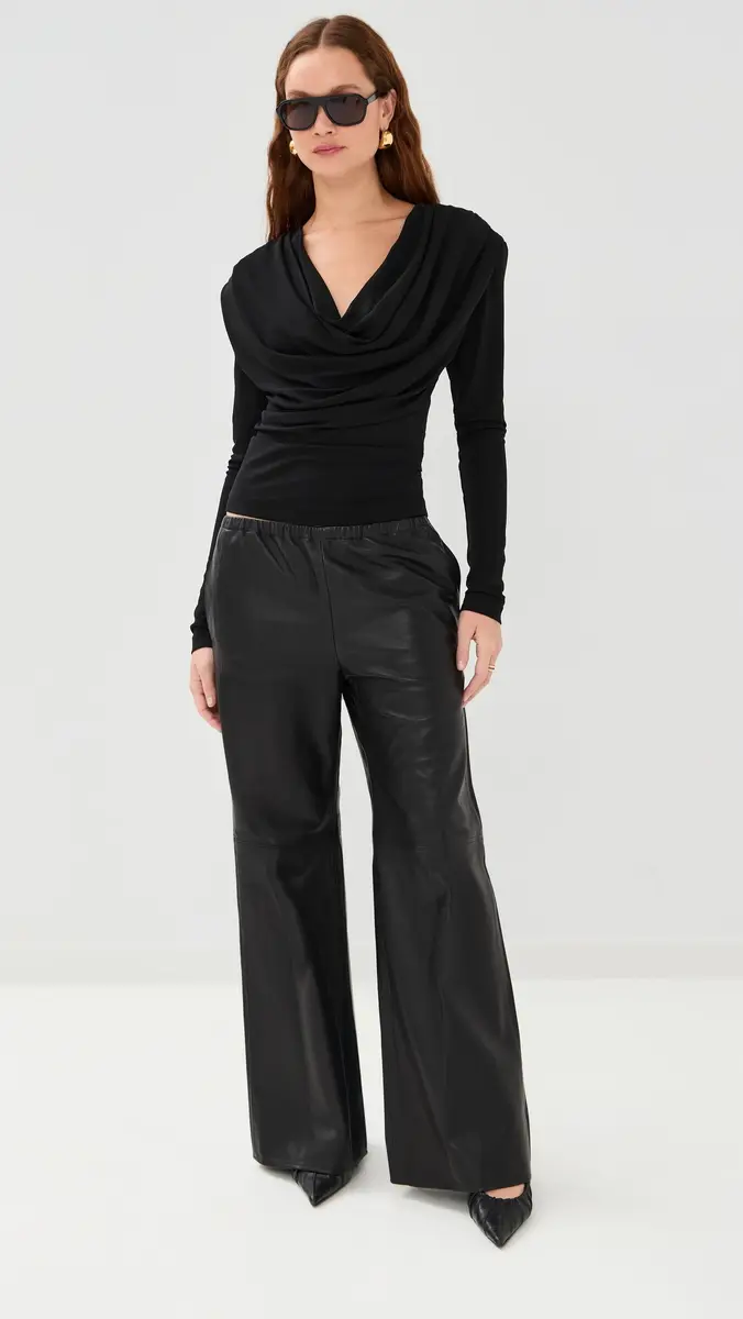 WARDROBE.NYC WARDROBE. NYC Evening Cowl Neck Top Black | Thumbnail 5