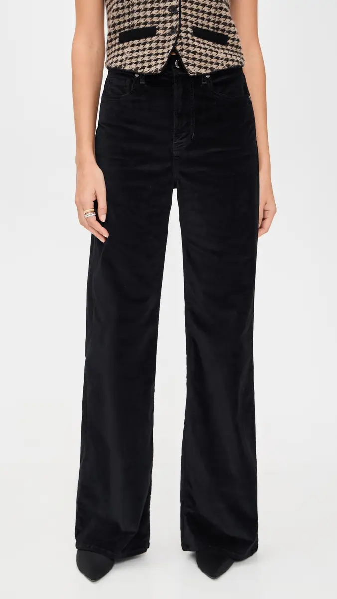 Veronica Beard Jean Taylor High Rise Wide Leg Velvet Pants Black | Thumbnail 2 Veronica Beard Jean Taylor High Rise Wide Leg Velvet Pants Black | Thumbnail 2