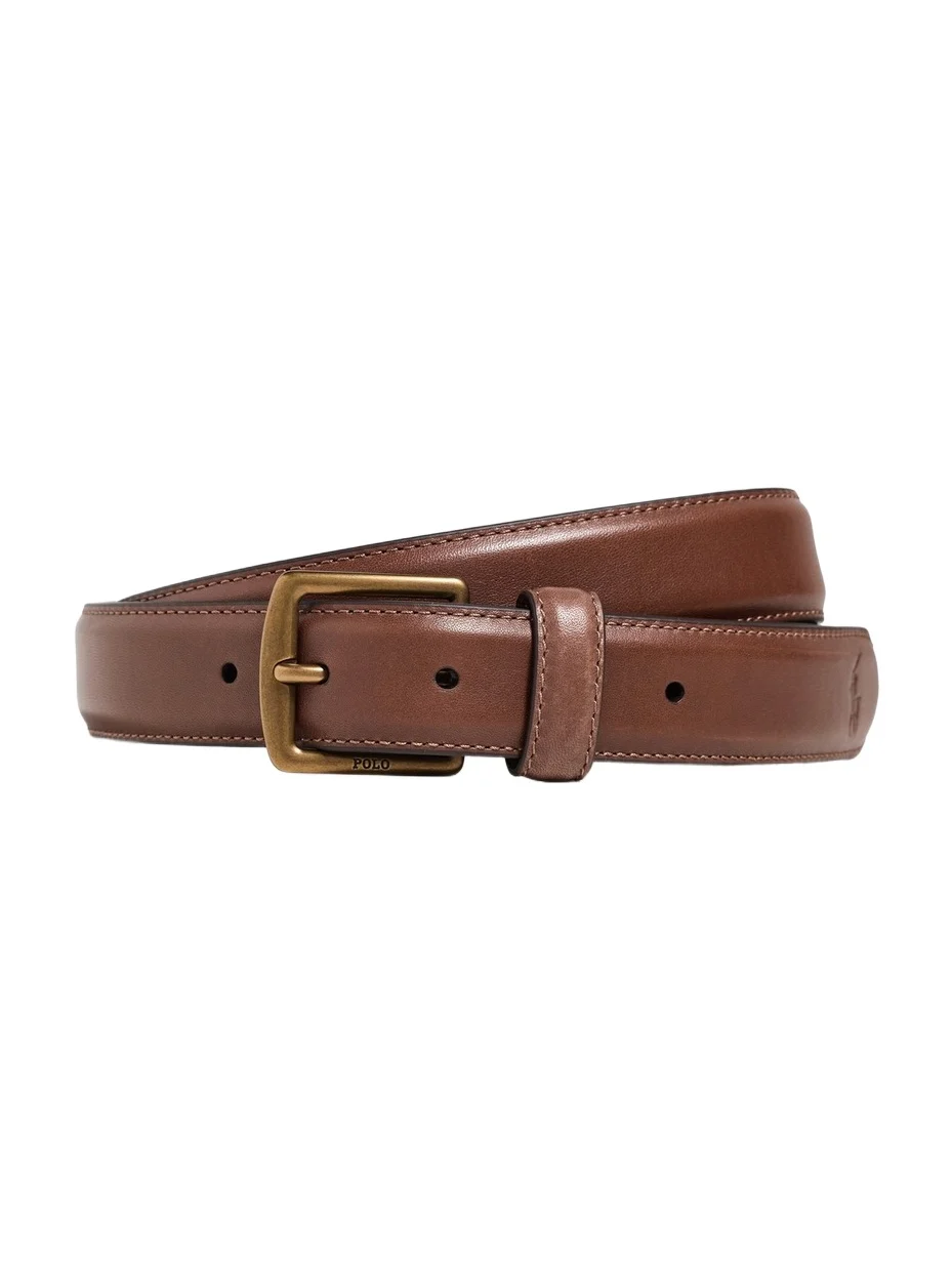 Full-Grain Etched Leather Dress Belt
