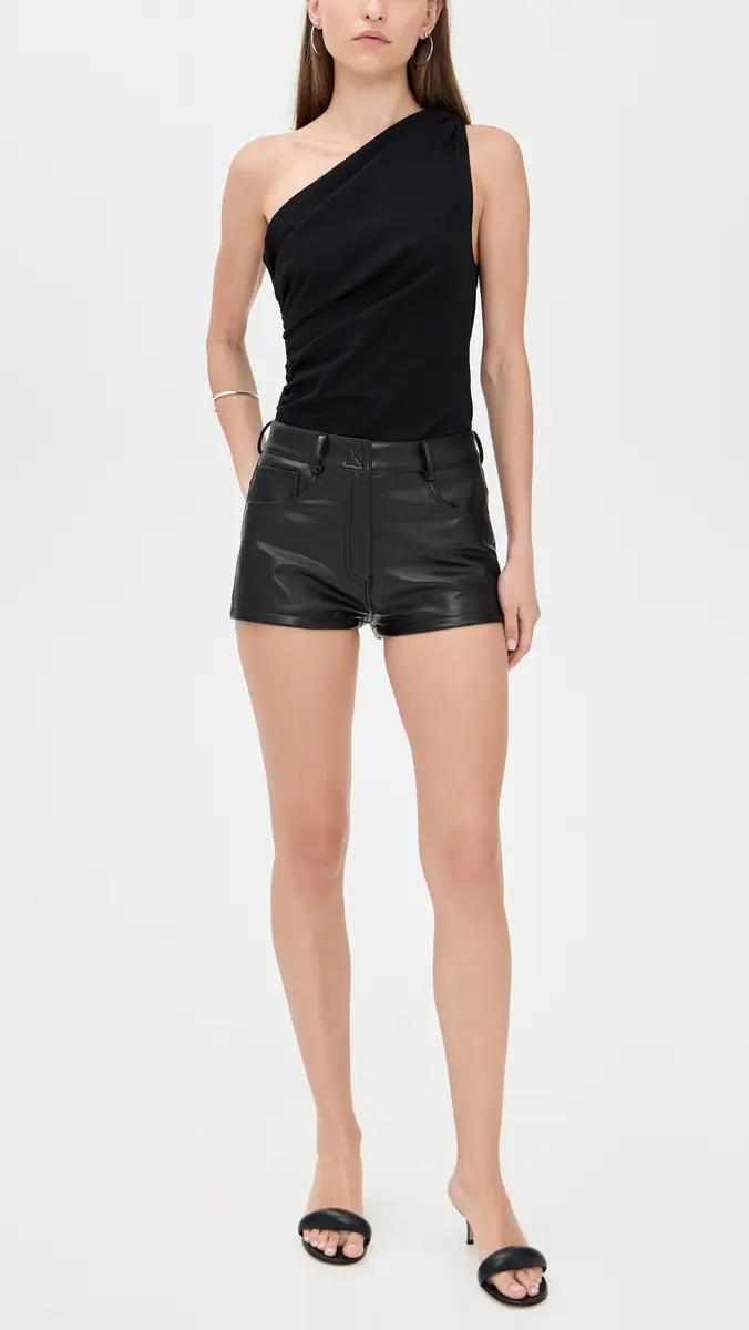 Norma Kamali High Waist Faux Leather Shorts | Thumbnail 5 Norma Kamali High Waist Faux Leather Shorts | Thumbnail 5