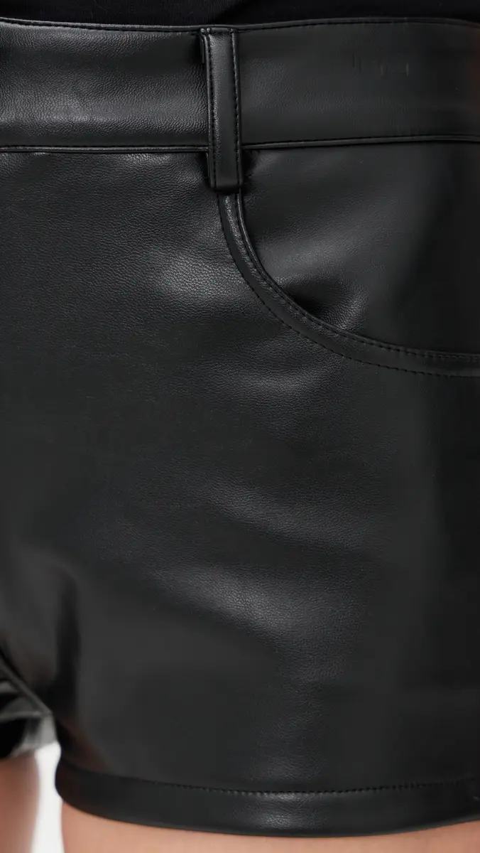Norma Kamali High Waist Faux Leather Shorts | Thumbnail 6 Norma Kamali High Waist Faux Leather Shorts | Thumbnail 6