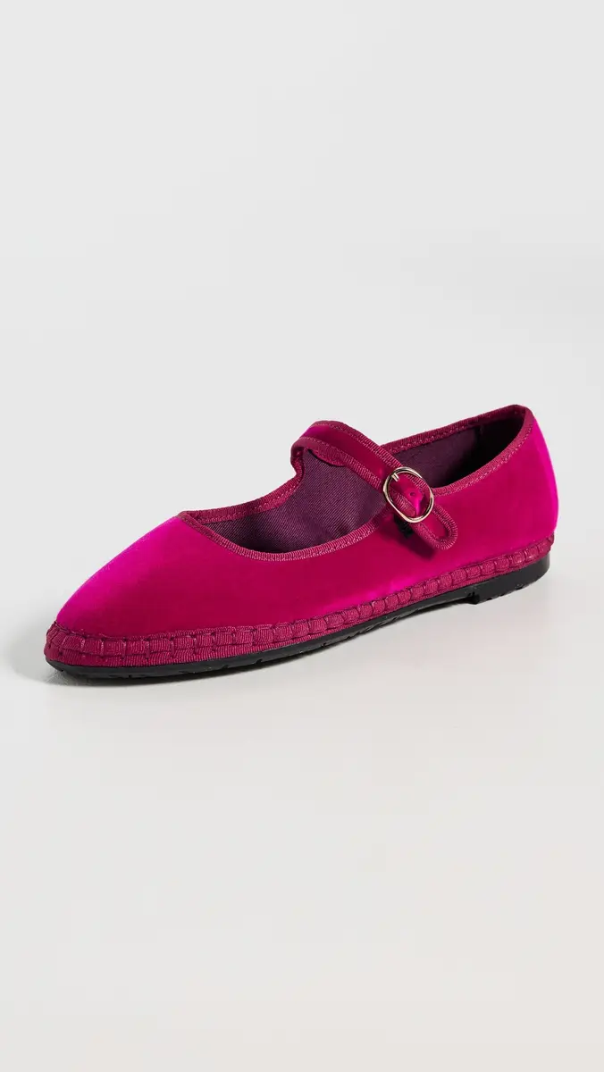 Flabelus Velvet Mary Jane Flats Pink | Thumbnail 2