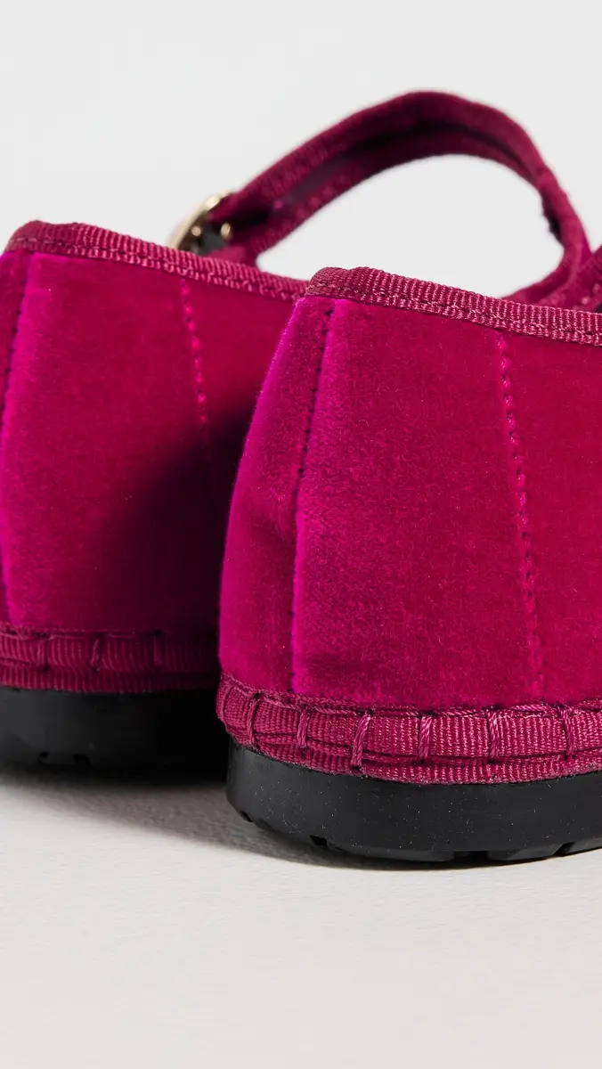 Flabelus Velvet Mary Jane Flats Pink | Thumbnail 4