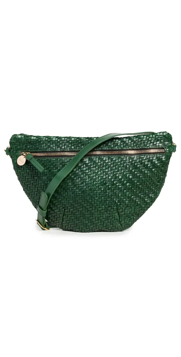 Clare V. Clare V. Grande Fanny Evergreen Woven Zig Zag One Size | Image 1 Clare V. Clare V. Grande Fanny Evergreen Woven Zig Zag One Size | Image 1