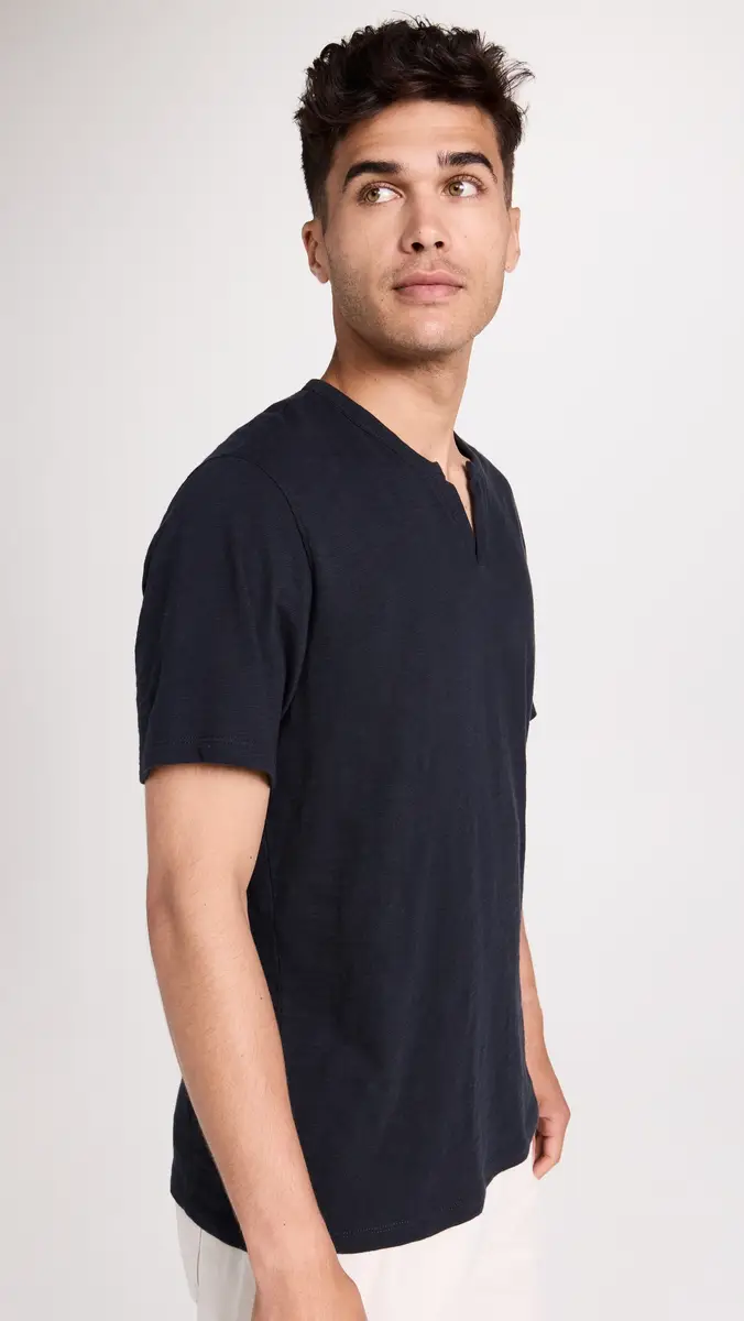 Vince Slub Split Neck Tee 403cbl | Thumbnail 4 Vince Slub Split Neck Tee 403cbl | Thumbnail 4