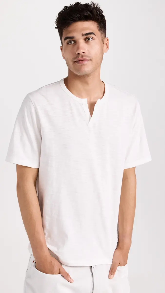 Vince Slub Split Neck Tee 101owh | Thumbnail 2 Vince Slub Split Neck Tee 101owh | Thumbnail 2