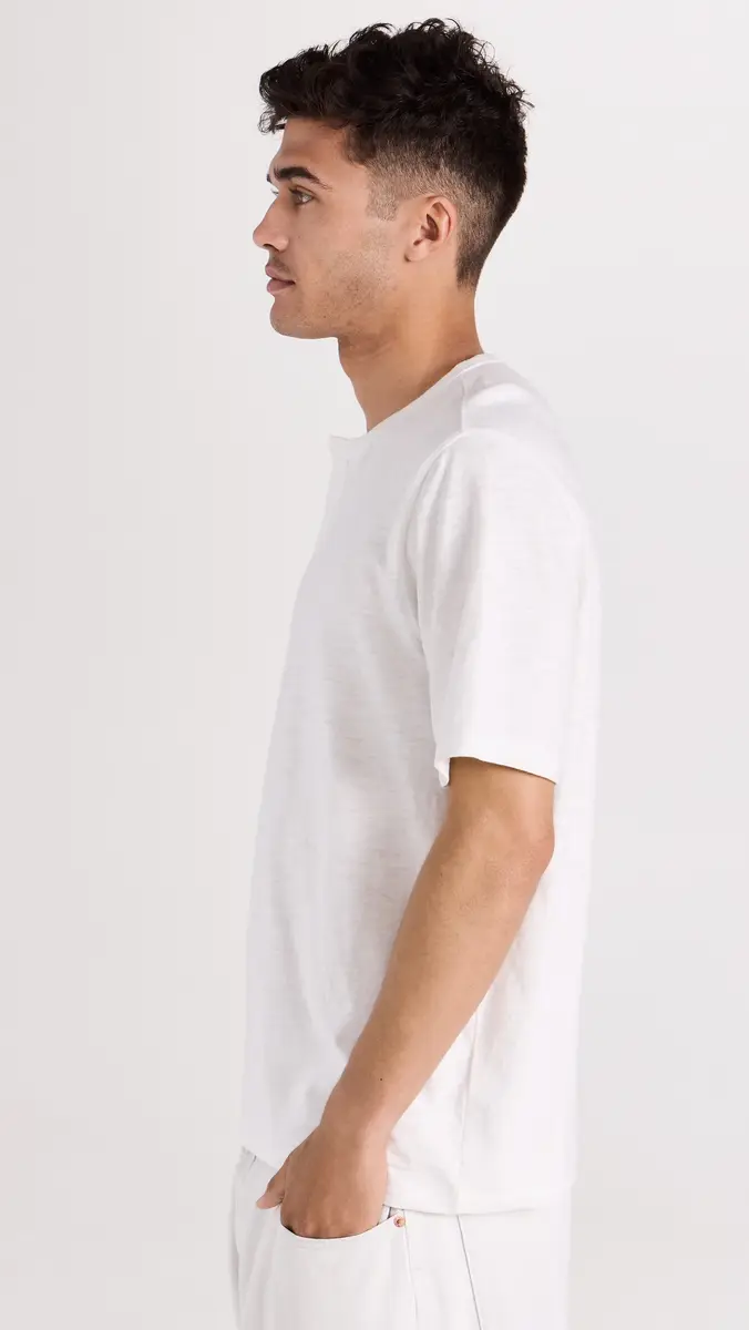 Vince Slub Split Neck Tee 101owh | Thumbnail 4 Vince Slub Split Neck Tee 101owh | Thumbnail 4