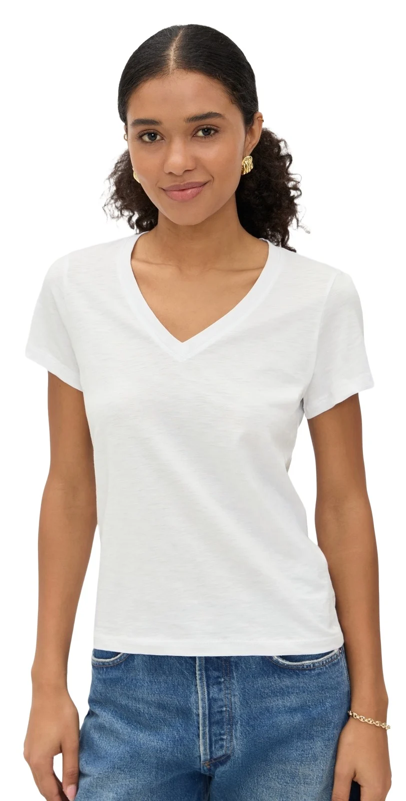 Madewell The Easy V-Neck Tee in Soft Slub White