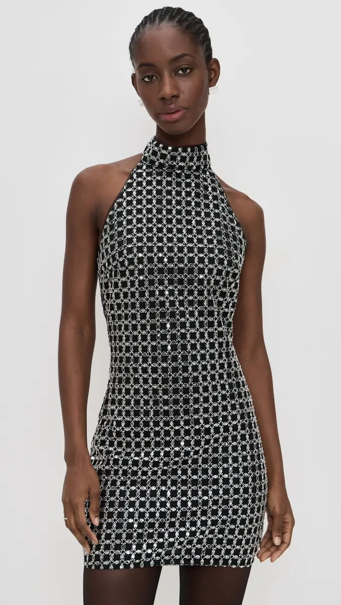 ROTATE Beaded Halterneck Dress Black | Thumbnail 2 ROTATE Beaded Halterneck Dress Black | Thumbnail 2