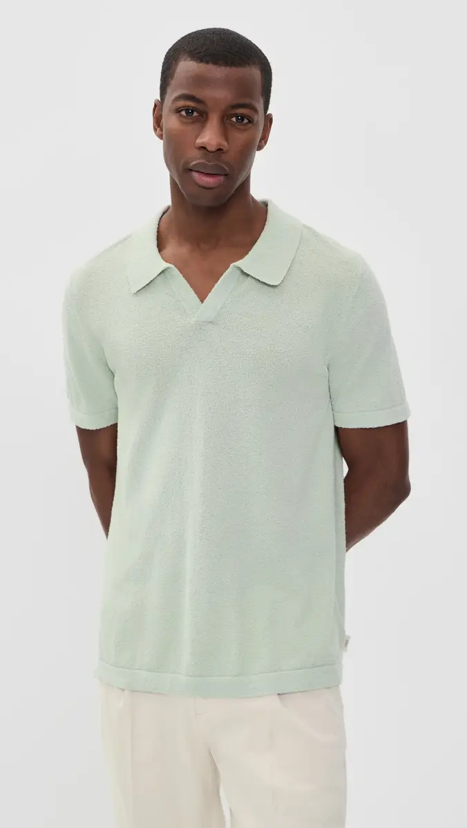 Onia Boucle Knit Johnny Polo Muted age | Thumbnail 2 Onia Boucle Knit Johnny Polo Muted age | Thumbnail 2