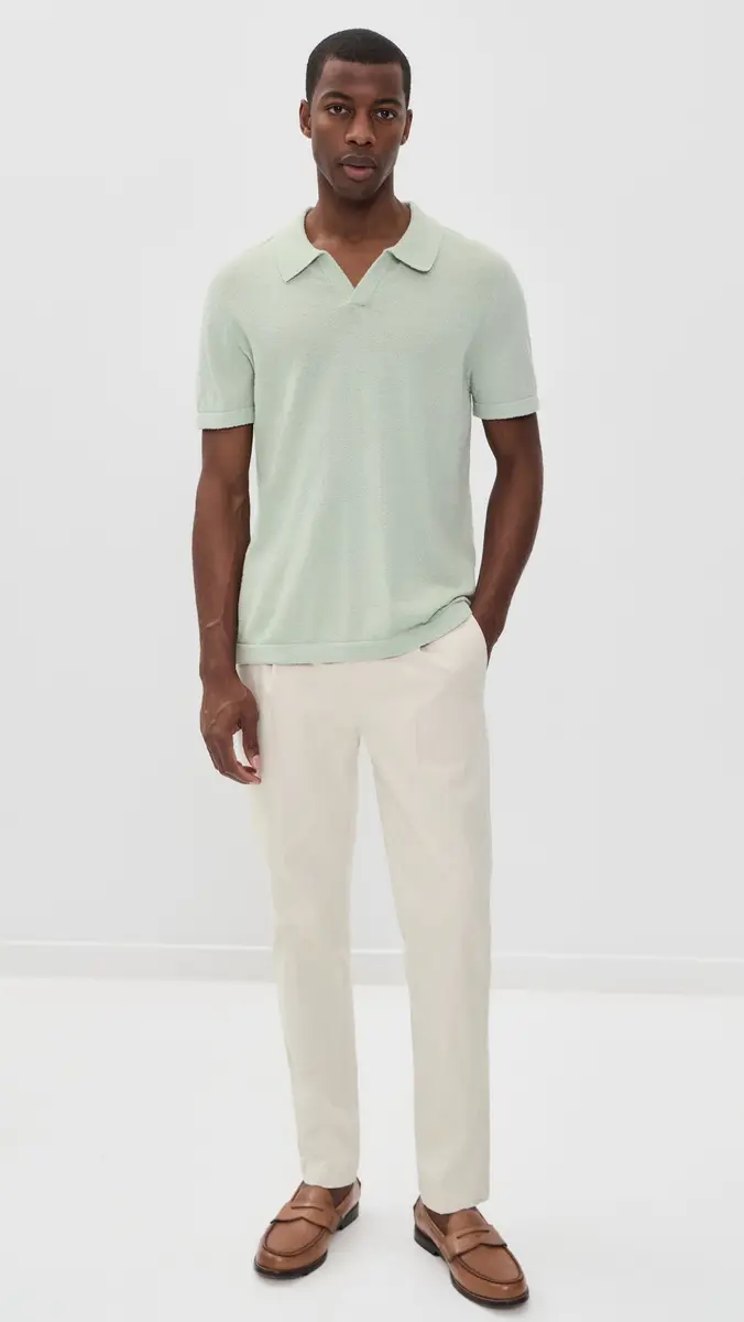 Onia Boucle Knit Johnny Polo Muted age | Thumbnail 5 Onia Boucle Knit Johnny Polo Muted age | Thumbnail 5