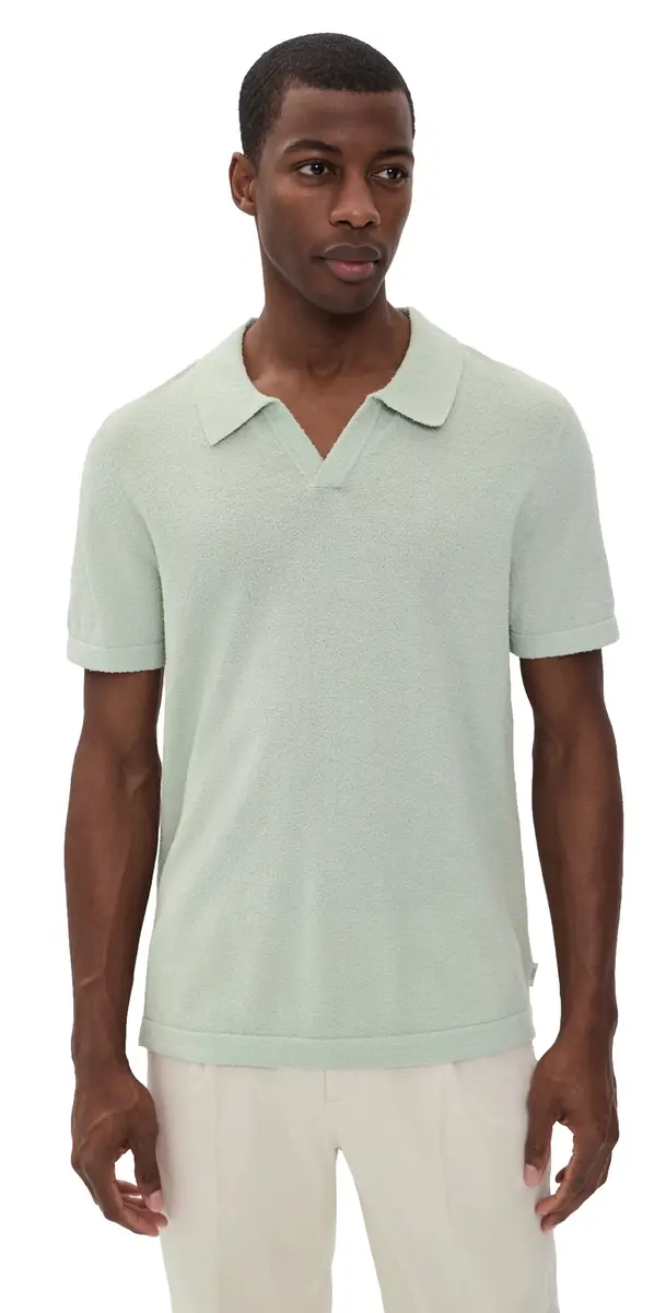 Boucle Knit Johnny Polo Muted age Boucle Knit Johnny Polo Muted age