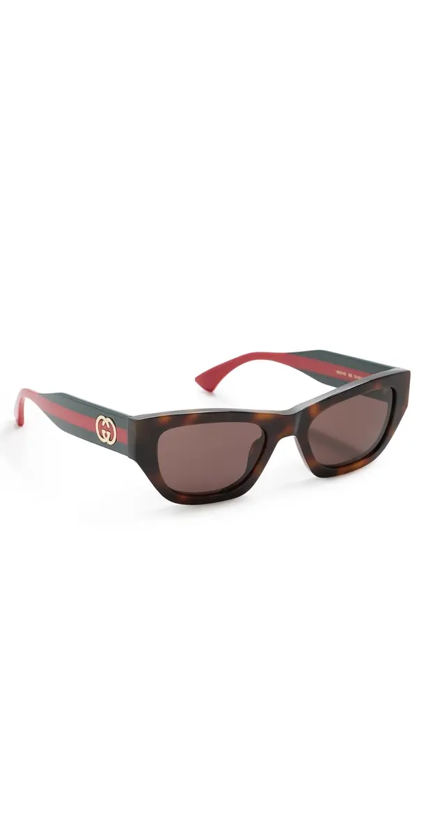 Gucci Web Stripe Sunglasses Havana/Green/Brown One Size | Image 1 Gucci Web Stripe Sunglasses Havana/Green/Brown One Size | Image 1