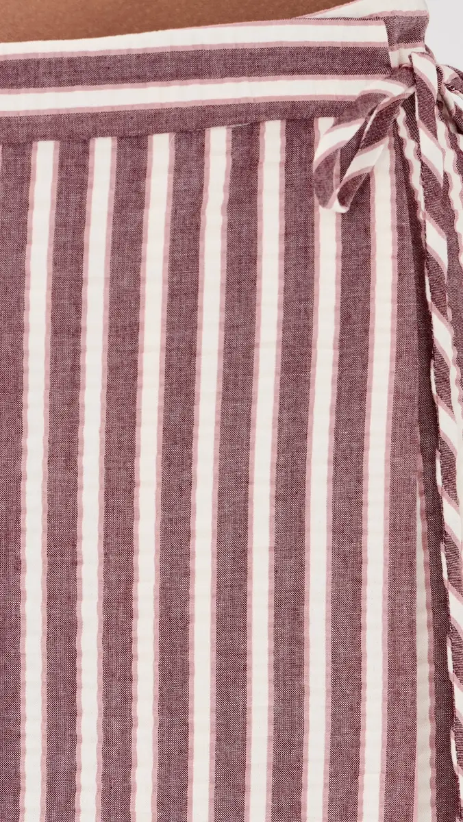 SIMKHAI Monty Wrap Midi Skirt Oxblood Stripe | Thumbnail 6