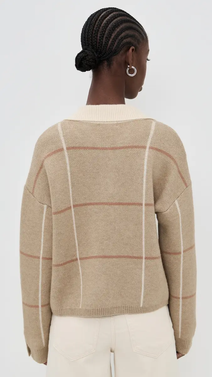 Little Lies Checked Polo Sweater Beige | Thumbnail 3 Little Lies Checked Polo Sweater Beige | Thumbnail 3