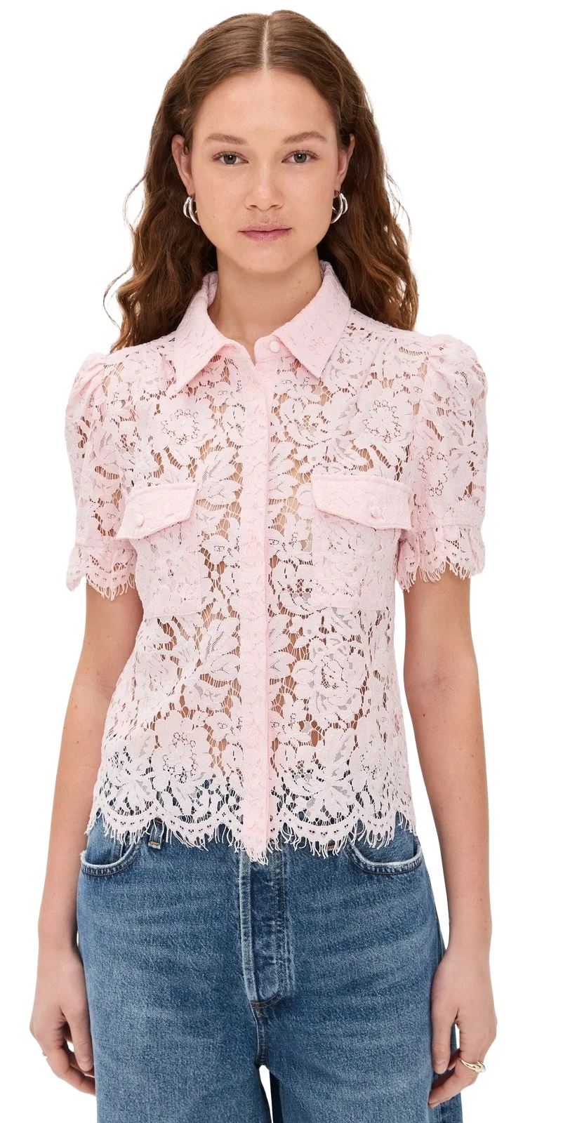 Mina Lace Button Down Shirt