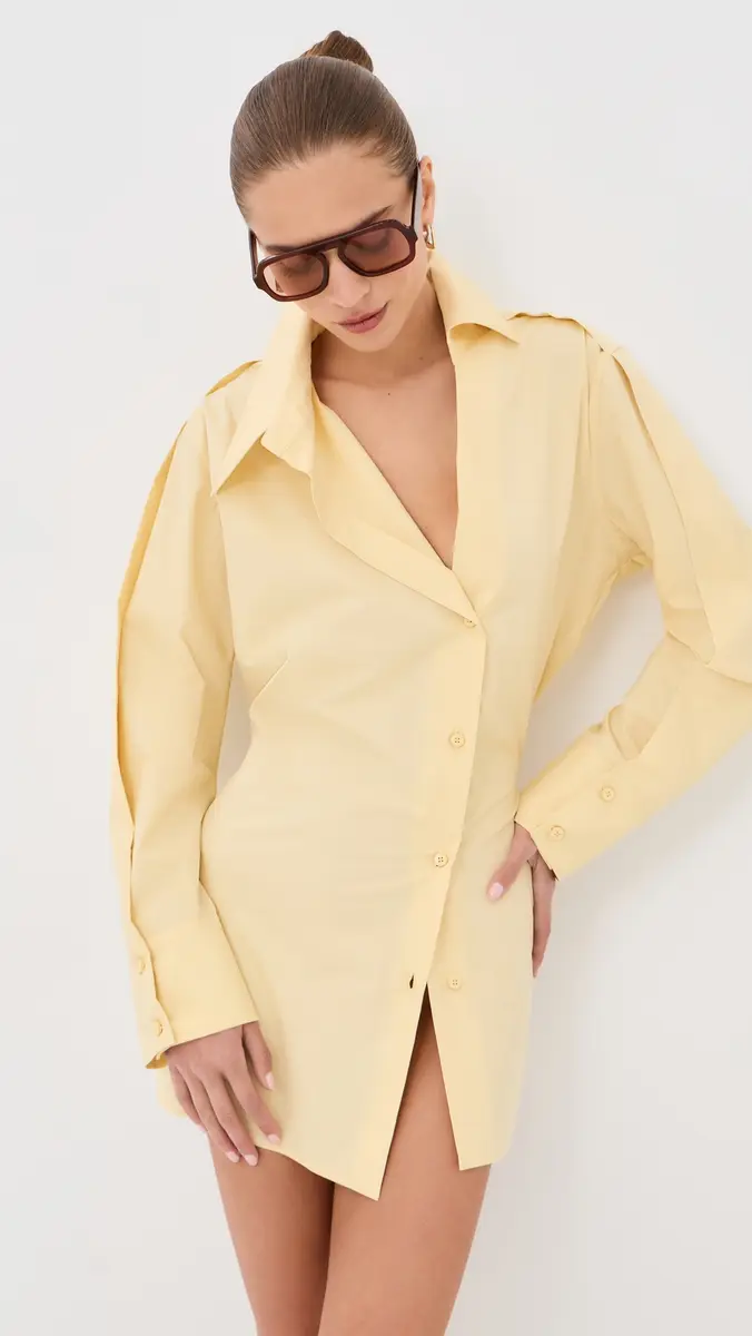 The Attico Mini Shirt Dress Pale Yellow | Thumbnail 2 The Attico Mini Shirt Dress Pale Yellow | Thumbnail 2