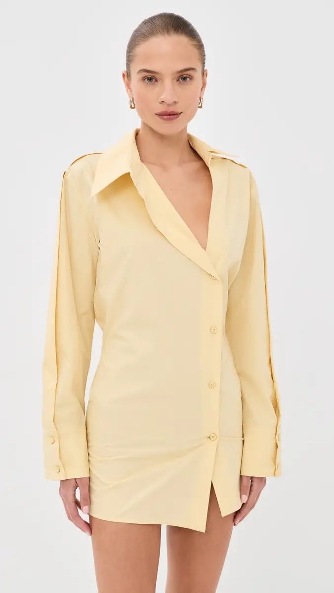 The Attico Mini Shirt Dress Pale Yellow | Thumbnail 6 The Attico Mini Shirt Dress Pale Yellow | Thumbnail 6
