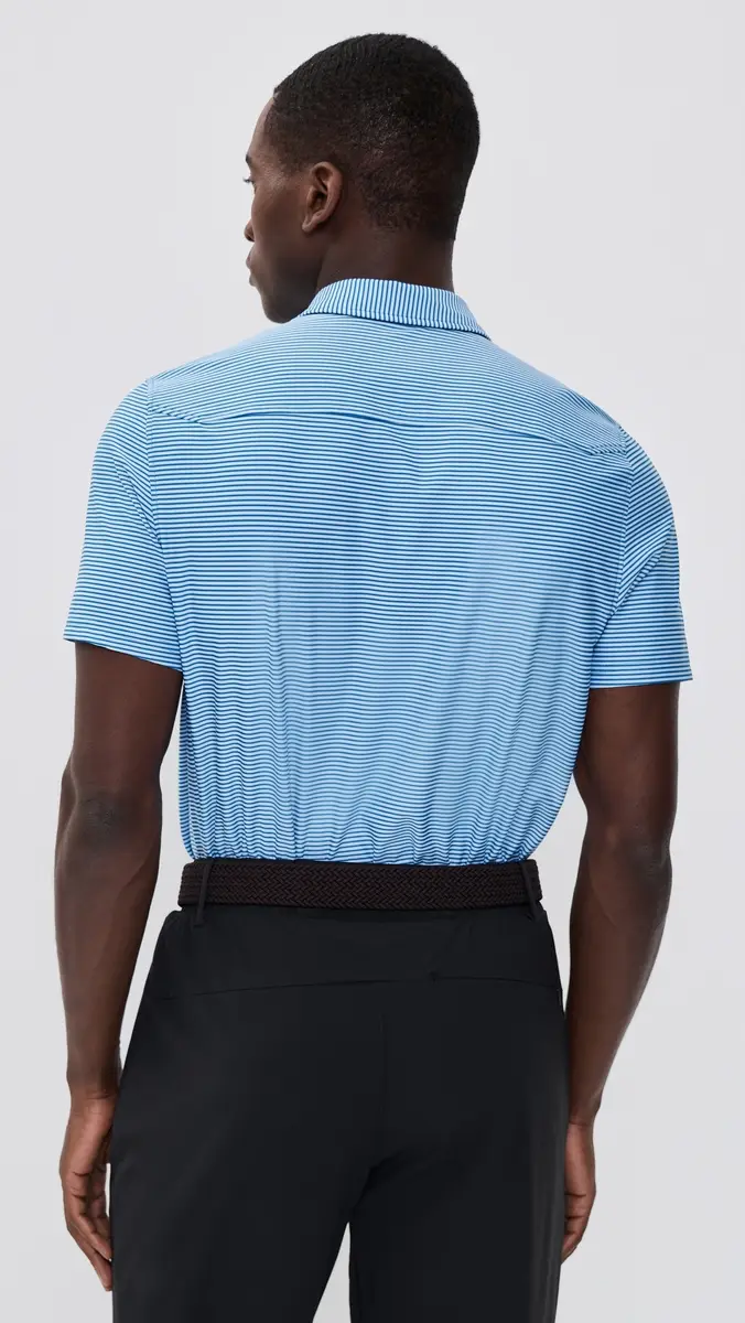 Rhone Slim Fit Commuter Polo Bright Sapphire Double Stripe | Thumbnail 3 Rhone Slim Fit Commuter Polo Bright Sapphire Double Stripe | Thumbnail 3