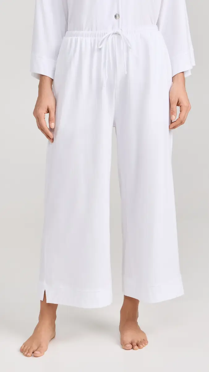 Petite Plume Luxe Pima White Wide Leg Pajama Set | Thumbnail 5
