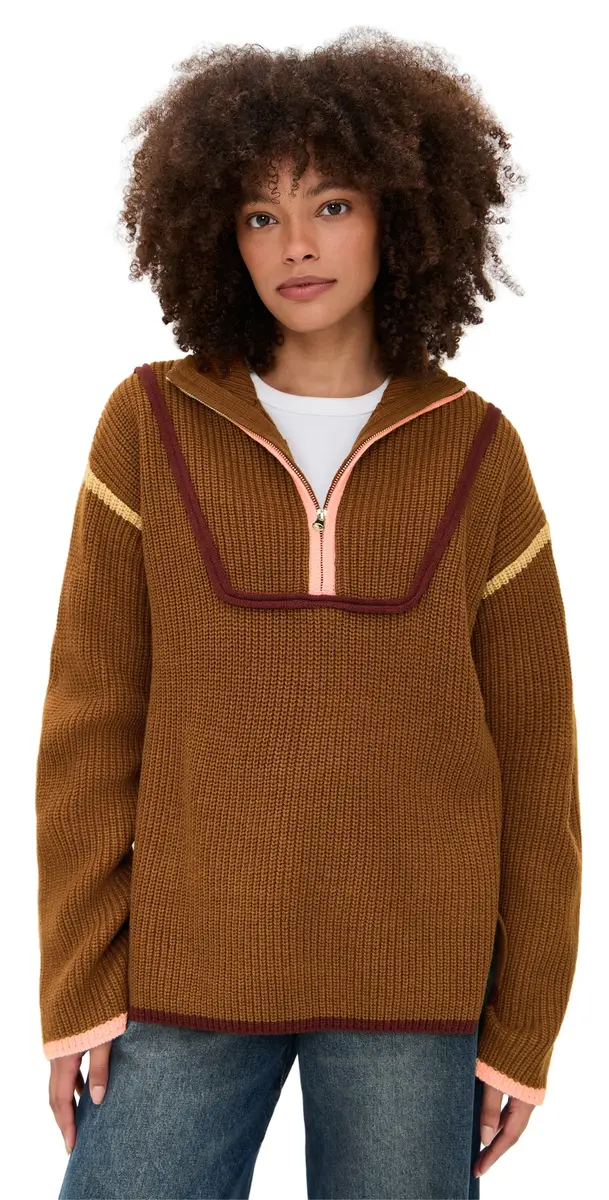 English Factory Contrast Piping Quarter Zip Sweater ocha ulti | Image 1 English Factory Contrast Piping Quarter Zip Sweater ocha ulti | Image 1