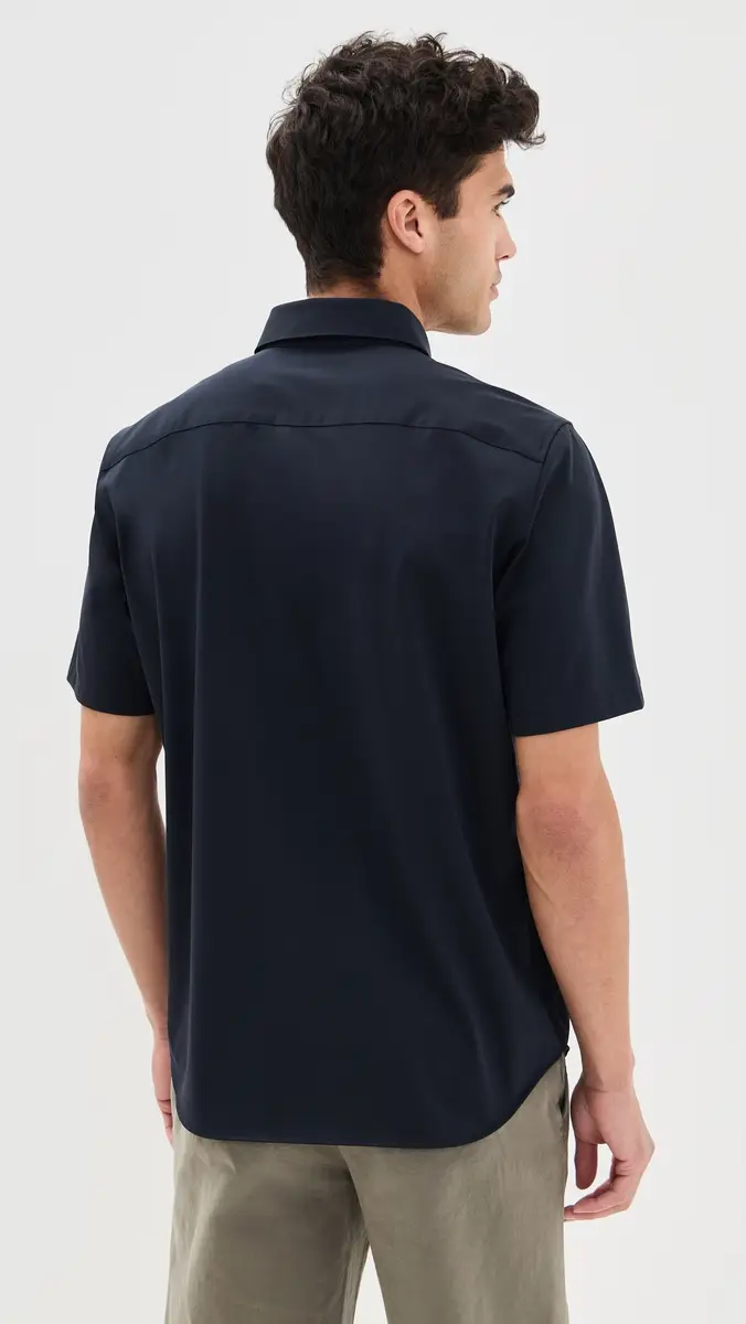 Theory Structure Knit Irving Short Sleeve Shirt Eclipse | Thumbnail 3 Theory Structure Knit Irving Short Sleeve Shirt Eclipse | Thumbnail 3