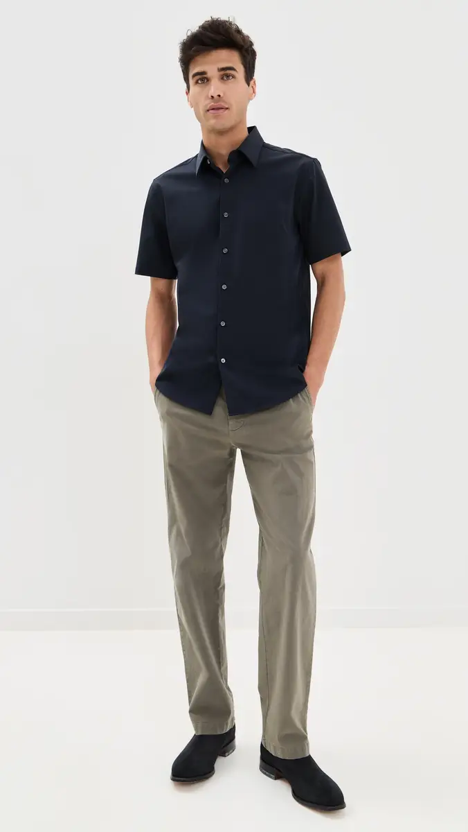 Theory Structure Knit Irving Short Sleeve Shirt Eclipse | Thumbnail 5 Theory Structure Knit Irving Short Sleeve Shirt Eclipse | Thumbnail 5