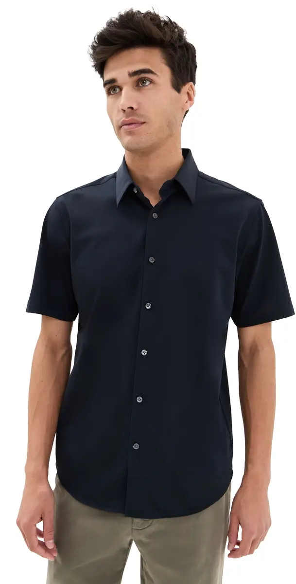 Theory Structure Knit Irving Short Sleeve Shirt Eclipse | Image 1 Theory Structure Knit Irving Short Sleeve Shirt Eclipse | Image 1